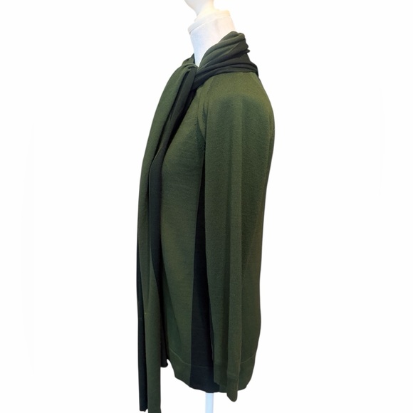 Chloe Olive/Black Colorblock Scarf Wrap Sweater Wool Blend Size 0 - Picture 2 of 5
